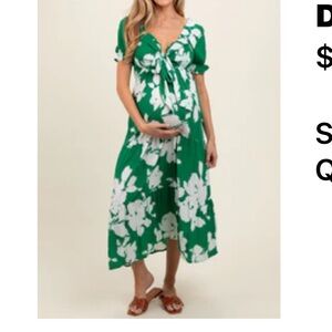 Pinkblush Green and White Floral Midi Dress